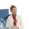 联合国“全球契约”首席执行官兼执行董事金丽莎在首席执行官圆桌会议上就性别平等问题发言。