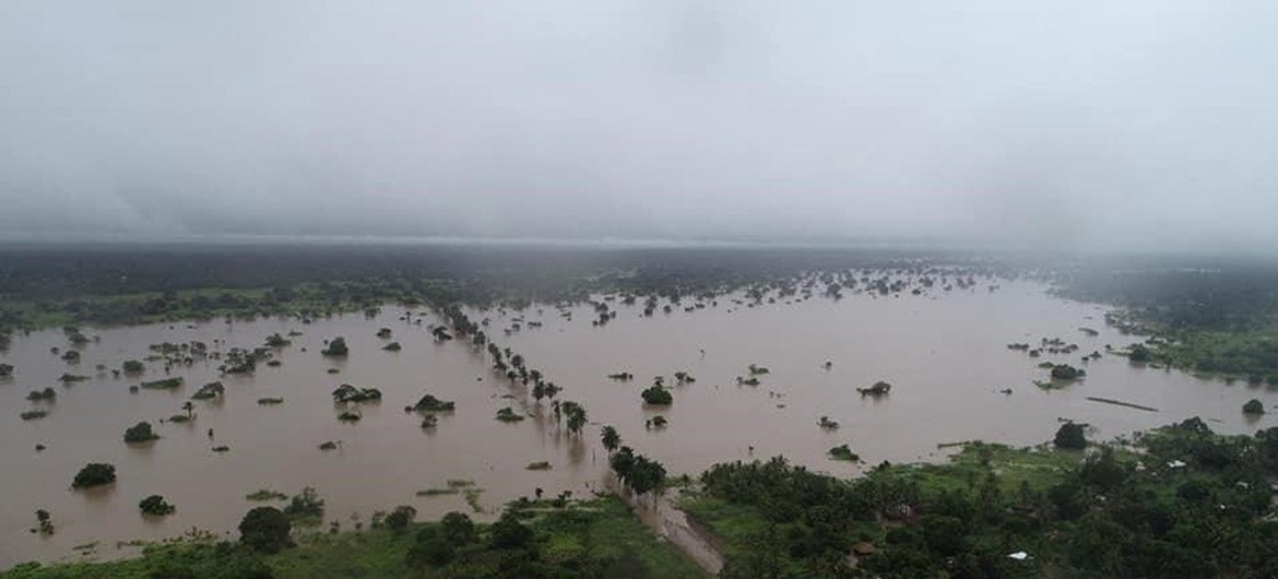 Aerial view of Mozambique affected by floods due to the tropical cyclone Idai