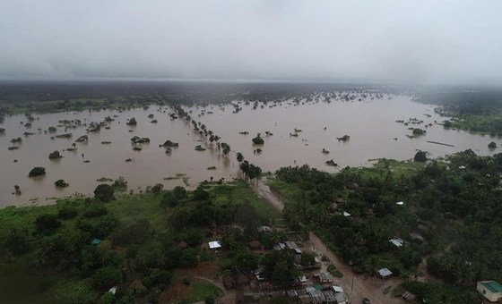 Vista aérea de Moçambique afetada por alagamentos devido ao ciclone tropical Idai