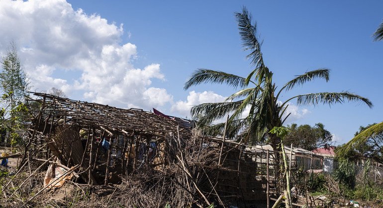 Una casa de Nhangau, Mozambique, completamente destruida por el ciclón Idai que ha afectado Mozambique, Zimbabwe y Malawi.