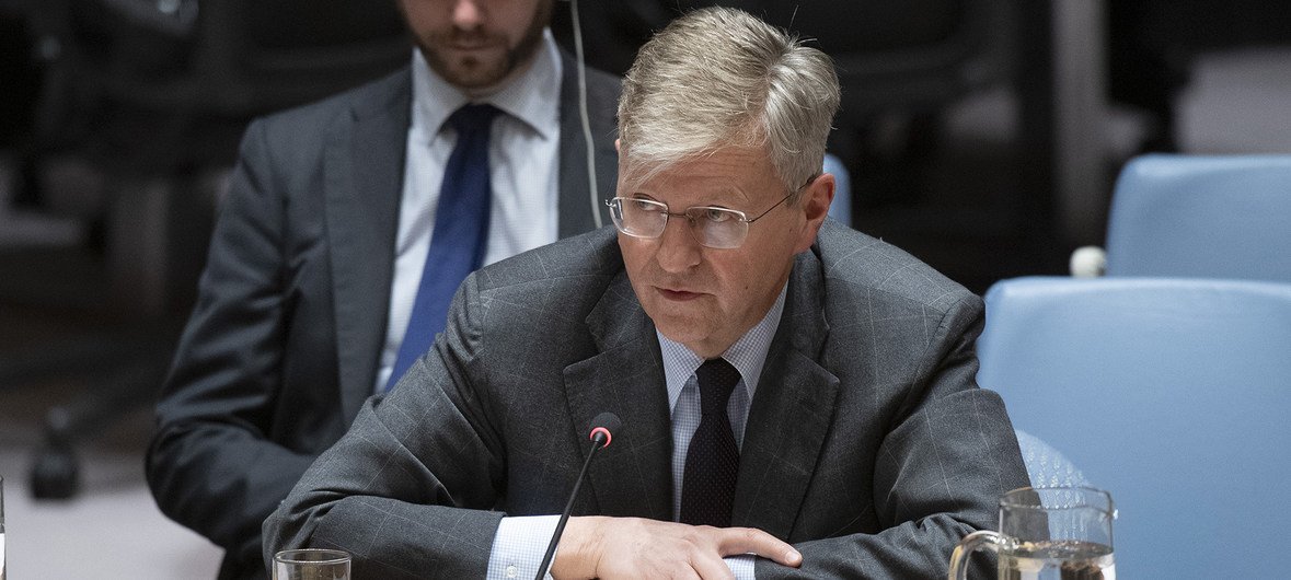 UN Peacekeeping chief, Jean-Pierre Lacroix, briefing the Security Council on the situation in the Middle East.