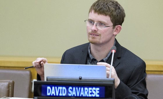 David Savarese speaking at the event “Assistive Technologies, Active Participation” at UN Headquarters, on World Autism Awareness Day.