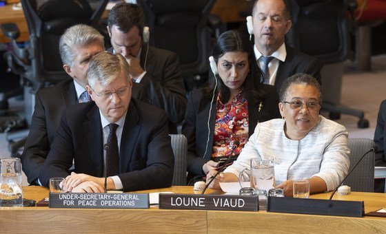 The Security Council considers the situation in Haiti. On the left, Jean-Pierre Lacroix, on the right, Loune Viaud.