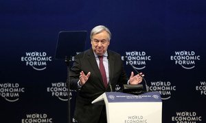 Secretary General António Guterres addresses the World Economic Forum at the Dead Sea, Jordan. 6 April, 2019.
