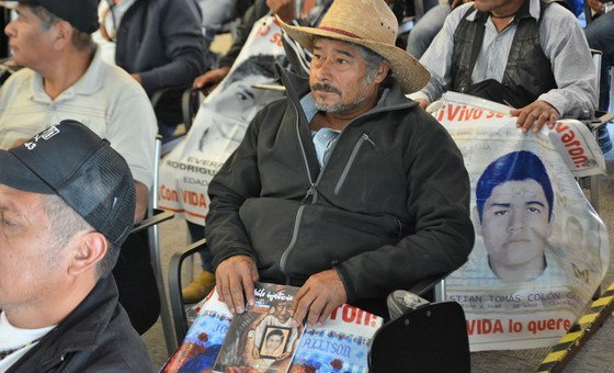 Family members of the young disappeared in Ayotzinapa.