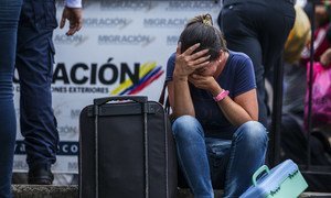 Venezuelan migrant in Colombia. About 5,000 people have been crossing borders daily to leave Venezuela over the past year, according to UN data. Colombia, April 2019. 