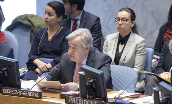 United Nations Secretary-General briefs the Security Council on women in peacekeeping operations, 11 April 2019.