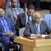 ياسر عبد الله عبد السلام نائب الممثل الدائم للسودان لدى الأمم المتحدة، يتحدث أمام مجلس الأمن الدولي. 12 أبريل/نيسان 2019.