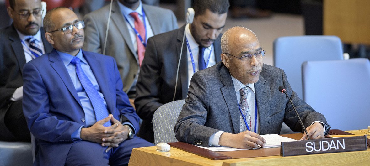 Sudan’s Deputy Ambassador, Yasir Abdullah Abdelsalam, addresses a Security Council meeting on Sudan and South Sudan on 12 April 2019.