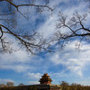 Céu azul e limpo na cidade de Pequim, na China 