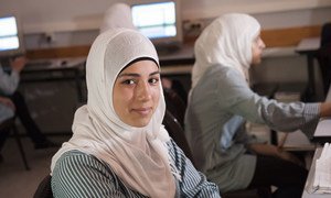 Students in computer programming class at Al Shami Girls Secondary School in the West Bank.