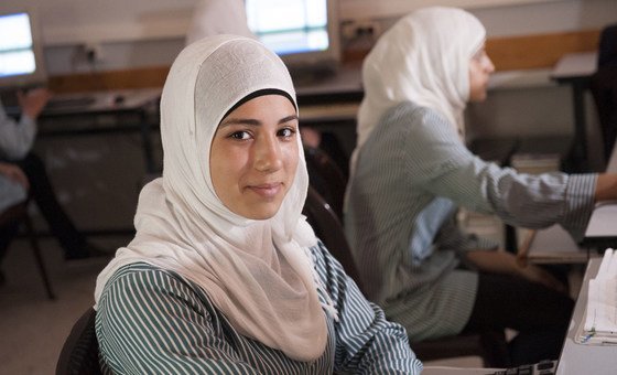 Students in computer programming class at Al Shami Girls Secondary School in the West Bank.