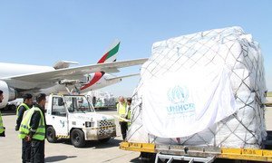 UNHCR airfreights in supplies for distribution to those in need after flooding and heavy rains swept 24 of 31 provinces in the Islamic Republic of Iran. The floods displaced 500,000 and left over two million requiring immediate humanitarian relief. (April