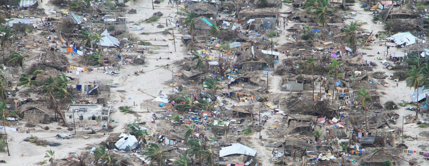 Muchas comunidades fueron completamente destruidas en el distrito de Macomia, en la provincia de Cabo Delgado bajo los efectos del ciclón Kenneth en Mozambique.