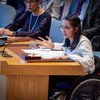 الشابة السورية نوجين مصطفى تتحدث أمام مجلس الأمن عن أوضاع ذوي الإعاقة في سياق الصراع السوري.
