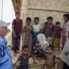 Emergency Relief Coordinator, Mark Lowcock with a group of Rohingya refugees from Myanmar in Kutapalong Refugee Camp, Bangladesh on 26 April 2019.
