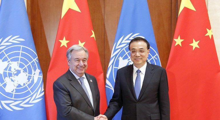 4月26日，联合国秘书长古特雷斯在北京钓鱼台国宾馆会见了中国国务院总理李克强。