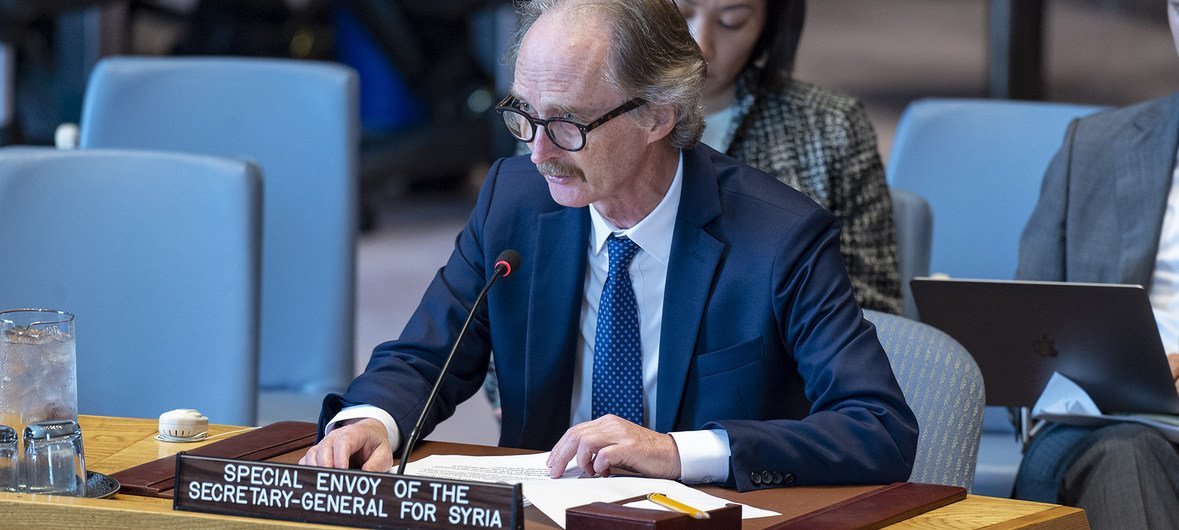 Geir Pederson, the UN Special Envoy of the Secretary-General for Syria, addresses the Security Council on 30 April 2019.