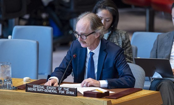 Geir Pederson, United Nations Secretary-General's Special Envoy for Syria, speaking to the Security Council on April 30, 2019.