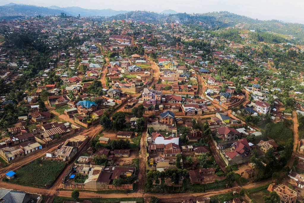 Vue aérienne de Butembo, dans la province du Nord-Kivu, en République démocratique du Congo.