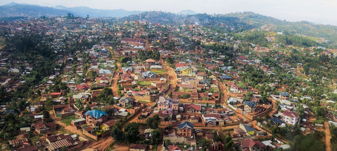 Aerial view of Butembo, Democratic Republic of the Congo, where on 19 April armed men attacked an Ebola hospital and WHO epidemiologist Dr. Richard Mouzoko was killed.
