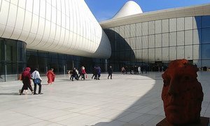 Heydar Aliyev Centre, Baku, Azerbaijan was designed by Iraqi-British architect Zaha Hadid.