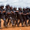 联合国南苏丹特派团的警察进行防暴训练。