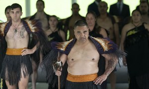 Secretary-General António Guterres with a traditional ceremony on his arrival in Auckland, New Zealand.