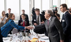 Secretary-General António Guterres attends a morning breakfast with climate action-focused Maori and Pasifika youth.