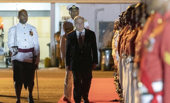 The UN Secretary-General António Guterres arrives in Suva, Fiji, on 14 May 2019.