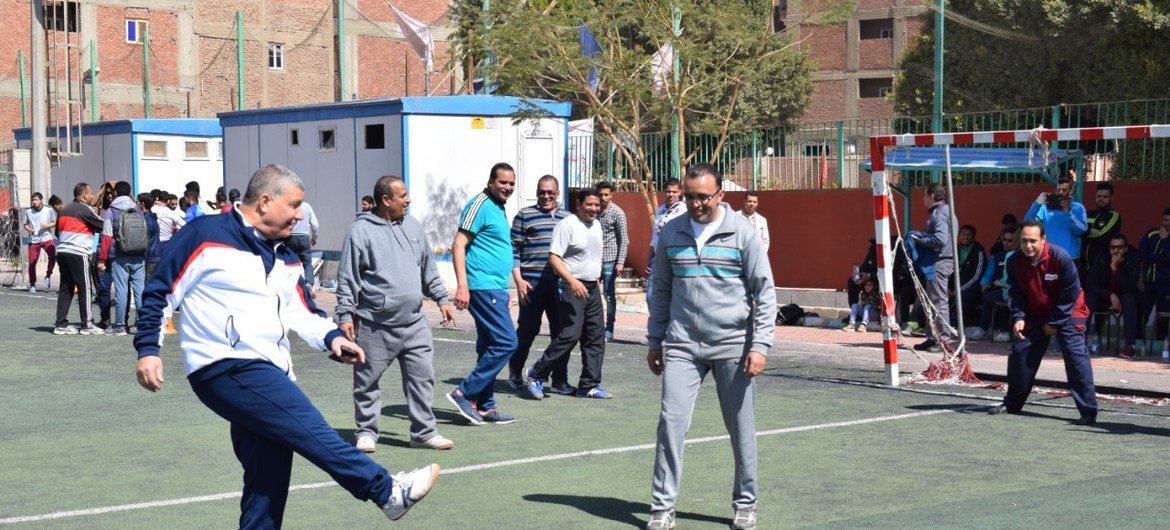 من فعاليات مبادرة الرياضة من أجل الصحة التي نظمتها منظمة الصحة العالمية بجامعات مصر 