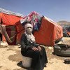 五岁孩子的母亲法扎阿里说，她的家人因萨达的冲突而流离失所，现在住在帐篷里。 （2019年4月16日）