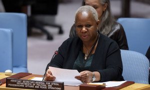 Bintou Keita, the Secretary-General’s Special Representative and head of the UN Stabilization Mission in the DRC (MONUSCO), briefs the Security Council in 2019