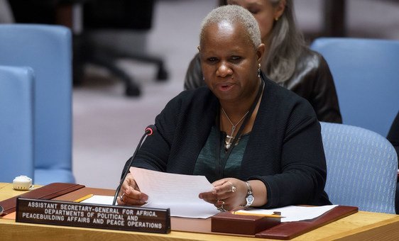 Bintou Keita, the Secretary-General’s Special Representative and head of the UN Stabilization Mission in the DRC (MONUSCO), briefs the Security Council in 2019