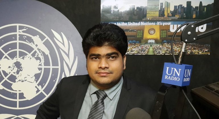 Padmanaban Gopalan, Founder of No Food Waste, at UN News studios in UN Headquarters in New York.