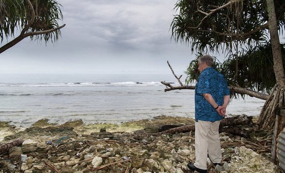 The UN Secretary-General António Guterres on the Pacific Ocean island of Tuvalu. (17 May 2019)