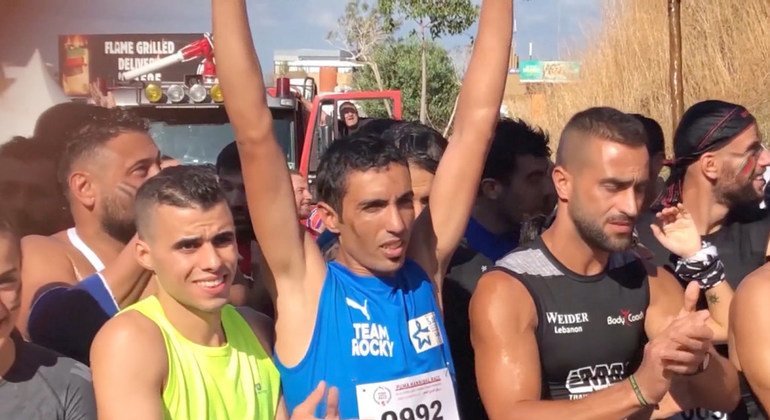 Mkimbizi wa Syria akishiriki katika Marathon ya Beirut.