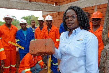 Winnie Kakunta is in charge of SME development at the Community Relations department for Barrick Lumwana Mining. The company has partnered with the Zambia Green Jobs Programme led by the ILO, to build housing with local and green materials for its employe