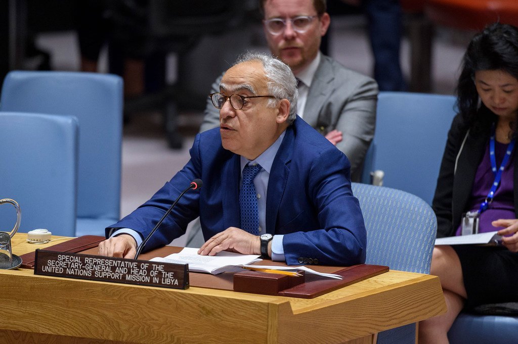 Ghassan Salamé, Représentant spécial du Secrétaire général pour la Libye, devant le Conseil de sécurité le 21 mai 2019.