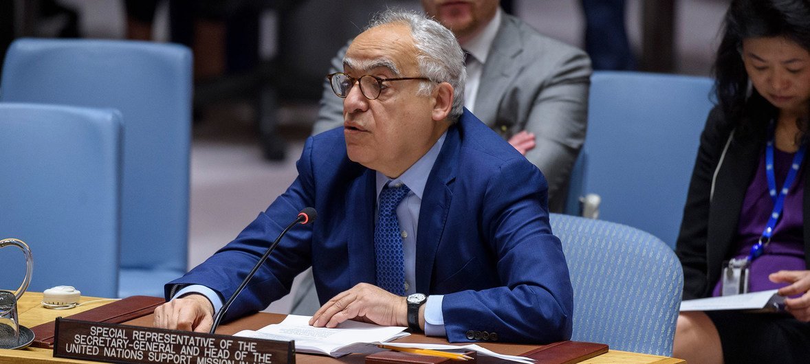 Ghassan Salamé, representante especial de la ONU para Libia, informa al Consejo de Seguridad.