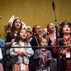 Sjisäwishék indigenous girls of the Onondaga Nation, Haudenoaunee Confederacy, perform at the opening of the eighteenth substantive session of the UN Permanent Forum on Indigenous Issues.