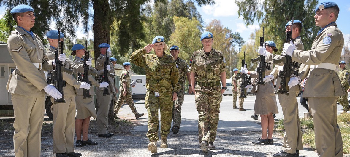 Major General Cheryl Pearce of Australia (centre left) serves as Force Commander of the United Nations Peacekeeping Force in Cyprus (UNFICYP).