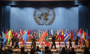 The traditional parade of flags takes place at the opening of the seventy-fifth session of the UN Economic and Social Commission for Asia and the Pacific in Bangkok, Thailand. (29 May 2019)