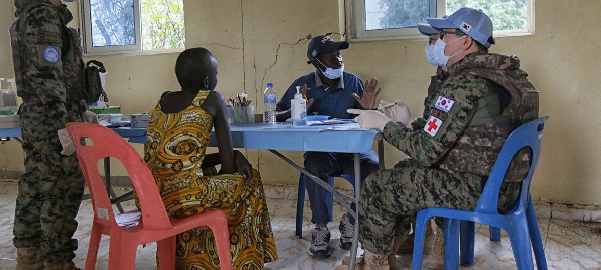 A local woman seeks advice at a medical camp run by South Korean peacekeepers in South Sudan.