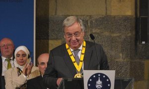 UN Secretary-General António Guterres receives the Charlemagne Prize in Aachen, Germany on 30 May 2019.