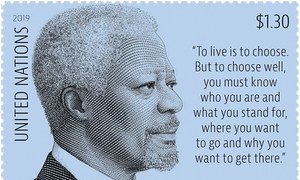 Stamp issued in May 2019 to honour former Secretary-General Kofi Annan. 