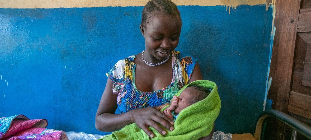 A mother and her new born baby at Karenga Health Centre in Uganda, April 2019.