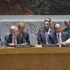 Le Secrétaire général de l'ONU, António Guterres, lors d'une réunion du Conseil de sécurité sur la coopération entre l'ONU et la Ligue des Etats arabes.