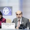Генеральный директор ФАО Жозе Грациану да Силва на открытии симпозиума, посвященного вопросам производства продовольствия в будущем. 