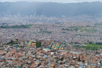 哥伦比亚首都波哥大鸟瞰图。  